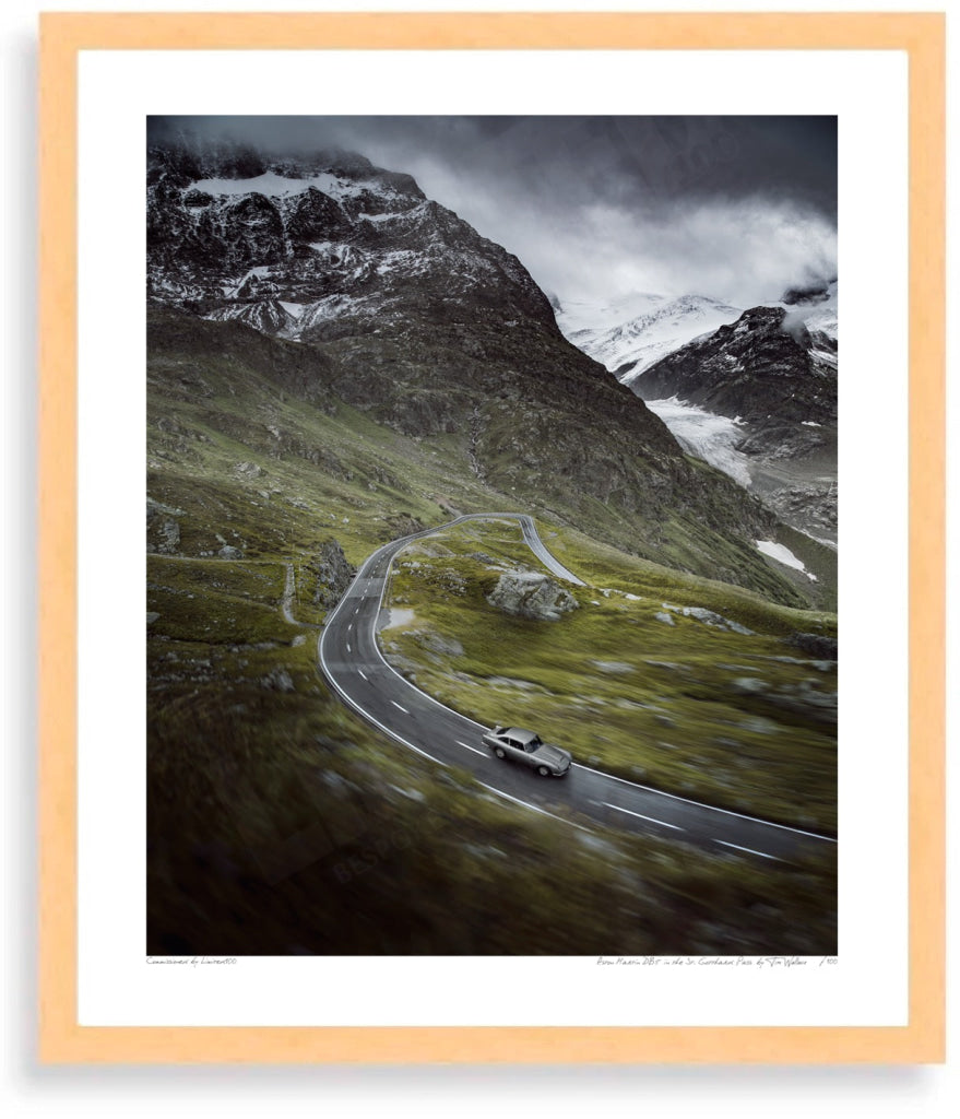 Aston Martin DB5 in the Swiss Alps (portrait)